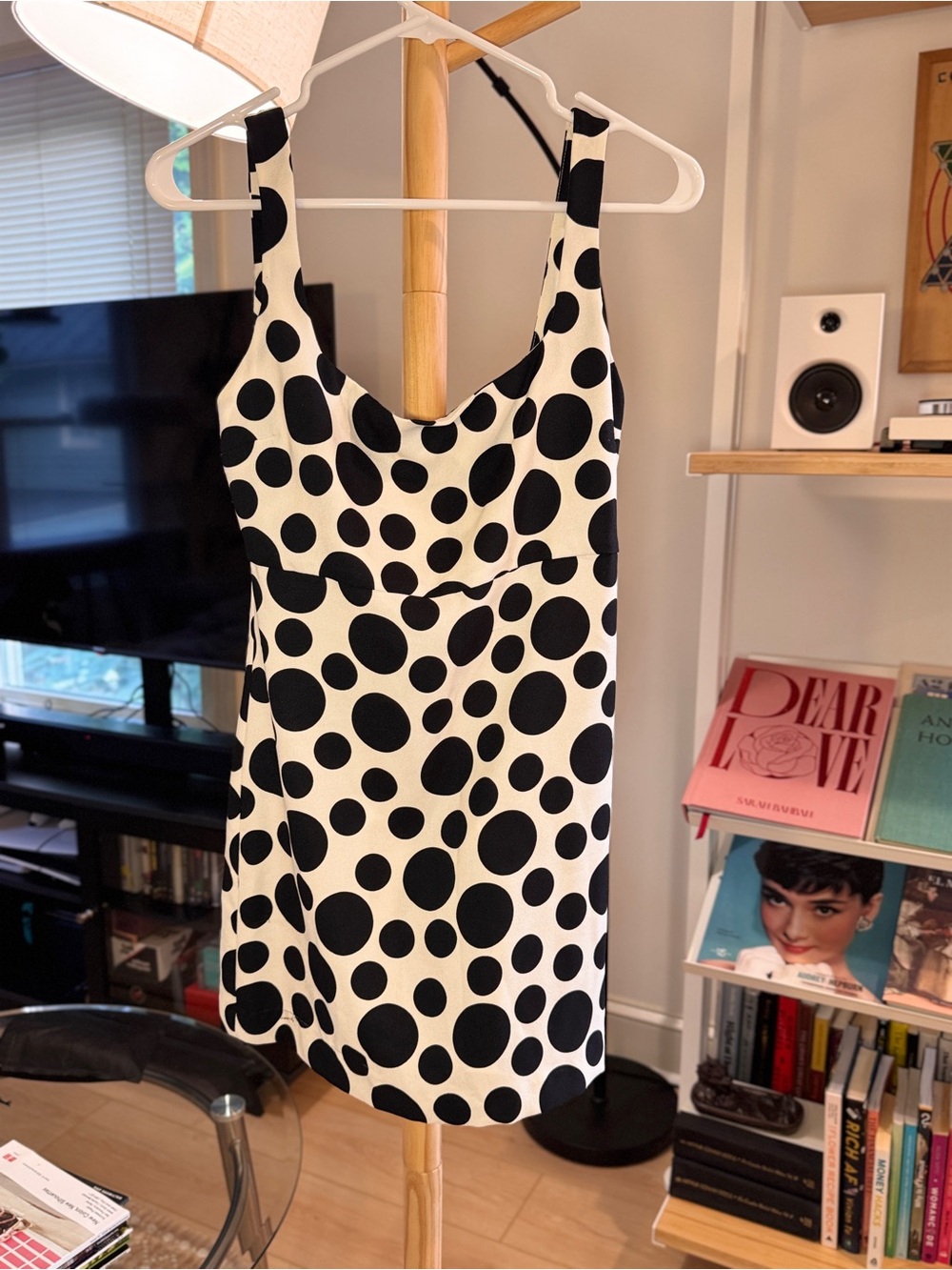 Zara Women Black and White Polka Dot Mini Dress
